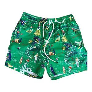 Polo‎ Ralph Lauren Classic Green Hawaiian Summer Mens Swim Trunks Sz L